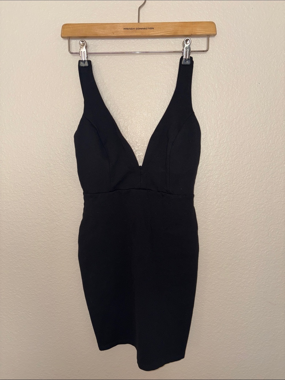 Lulu's Black Plunge Mini Bodycon Dress